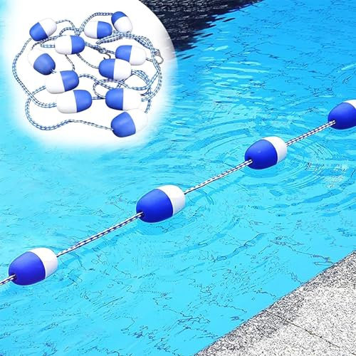 YEHOZZ Swimmingpool-Bahntrenner, 20-300 Fuß Langes Pool-Sicherheitsseil Und Schwimmerset, Bojenball-Schwimmleinen Zur Bahnmarkierung, Schwimmende Absperrseile Zur Pooltrennung,25ft/8m