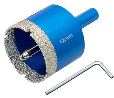Teronbeta Scie Cloche Diamantée 42mm avec Foret Guidage de Centrage, Professionnelle Foret Diamanté Brasé pour Carrelage, Porcelaine, Verre, Marbre et Céramique