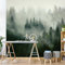 Bilderwelten Fototapete Wald 96 x 96 cm Waldtapete Tannenwald im Nebel Natur Selbstklebende Tapete Wandtapete Wanddekoration