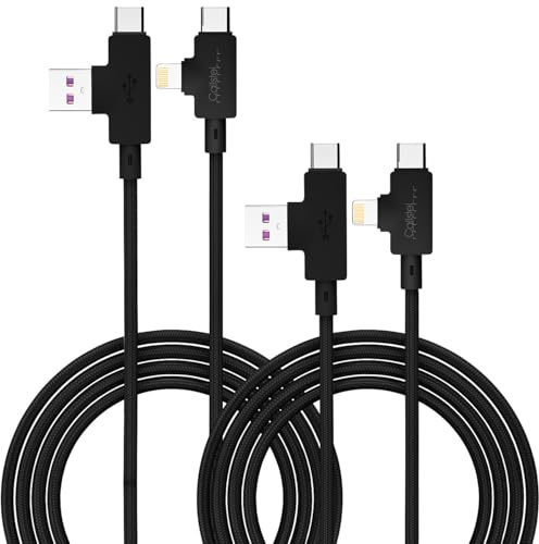 Callstel Set da 2 cavi di ricarica e dati 4 in 1 USB-A/USB-C a USB-C/8-PIN, 120 cm, 3 A
