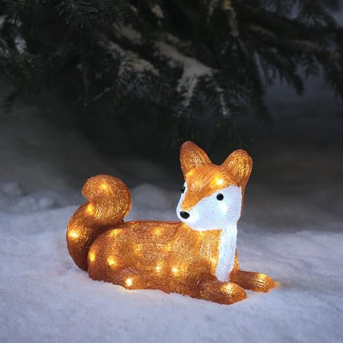 Lights4fun 32cm LED Acryl Fuchs Figur innen und außen Weihnachtsfigur Weihnachtsdeko Weihnachtsbeleuchtung Außen Gartendeko