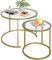Huhote Mesa de centro redonda, juego de 2 unidades, mesa de salón, mesa de café de cristal, mesa auxiliar, mesa de café moderna, mesa de sofá para salón, dormitorio, oficina, balcón, estructura de