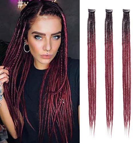 Dsoar Dünne Dreadlock Verlängerungen Clip In Dreads Handmade Dreads 3Pcs Crochet Loc Extensions 24 Inch/60 cm