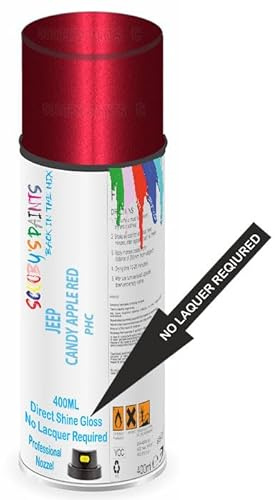 SCOOBYS PAINTS BACK IN THE MIX Direct Gloss Aerosol Spray Paint For Jeep Candy Apple Red Code: Phc No Lacquer Required