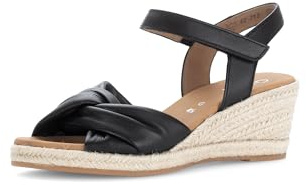 Gabor Damen Sandaletten, Frauen Sandalen,Moderate Mehrweite (G),elegant,Leichter Absatz,Sommerschuhe,Strandschuhe,schwarz (Jute),40.5 EU / 7 UK