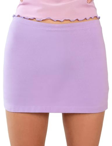 Minigonna da donna sexy a vita alta con orlo diviso in due parti elasticizzate aderenti a matita Y2K Streetwear, Viola chiaro, S