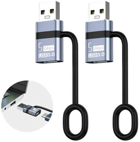 Liaoan Adattatore USB a USB C, 2 pezzi, adattatore da tipo C a USB 3.0, trasferimento dati da 5 GB, per i-Phone 16 15 14 Pro Max, i-Pad 10 11...