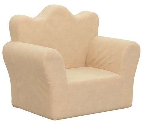vidaXL Sofá Infantil de Felpa Suave Color Crema