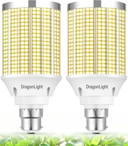 DragonLight 50W LED Grow Light for Indoor Plants, 400W Equivalent Full Spectrum B22 Bayonet LED Plant Grow Bulbs for Greenhouse and Indoor Plant Veg and Flower Growing [Twin Value Pack]