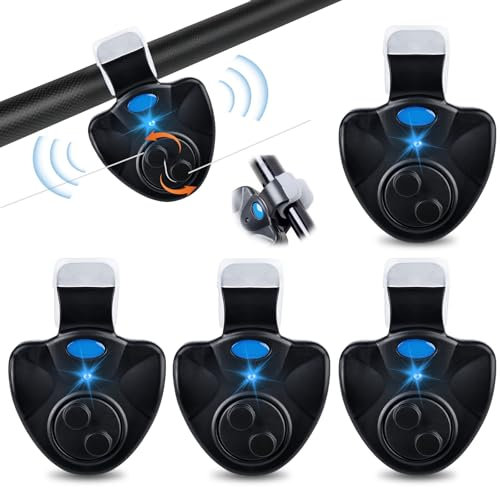 Elektronisch Bissanzeiger, 4Stück Bissanzeiger Angeln, Empfindsame Angeln Bissanzeiger mit LED-Leuchtanzeiger, Elektronischer Bissanzeiger Angeln, Electronic Bissanzeiger, für Das Angeln Im Freien