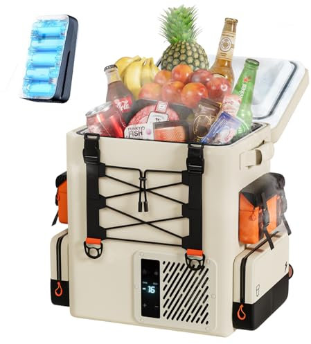 LiTHELi FrozenPack Akku-Kühlbox elektrisch 20V Kompressor-Kühlbox 20L, 12/24V DC 100/240V AC Rucksackkühlschrank für Camping, Reisen, Wohnmobil, kühlbox mit Akku, schnelle Abkühlung in 15 Minuten