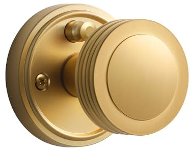 SORWDUERM 1 Pack Gold Door Knob, Privacy Door Knobs,Satin Brass Door Knob, Interior Brushed Gold Door Knobs for Bedroom and Bathroom Zinc Alloy