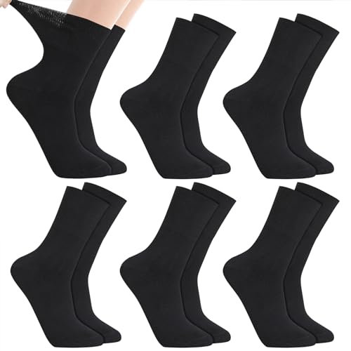 Halinuia 6 Paires Chaussette Sans éLastique Diabétique pour Homme Femme Chaussette Non Comprimante Amples Socquettes Extra Large pour Diabétiques Non Comprimante Pieds Gonflés 39-44