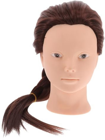 BAZEITFLOW Tête De Mannequin Cheveux Naturels Sans Maquillage Pour Entraînement Coiffure Professionnelle Avec Cheveux Résistants Chaleur Pour Écoles Et Salons