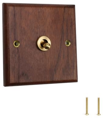 WJUAN Interrupteur simple 86 x 86 mm en laiton brossé pour salon, chambre à coucher, cuisine