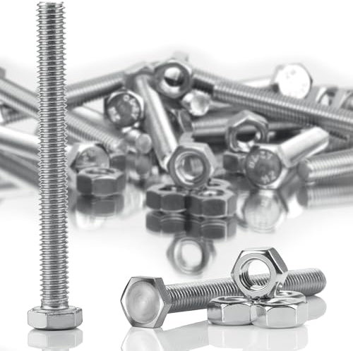 SWTYExt Sechskantschrauben M8x100 mm Bolzen und Sechskantmutter Set DIN 933/ISO 4017 Edelstahlschrauben A2 V2A Außensechskant Vollgewinde Schrauben mit Metrischem Maschinenschrauben (10Sätze)