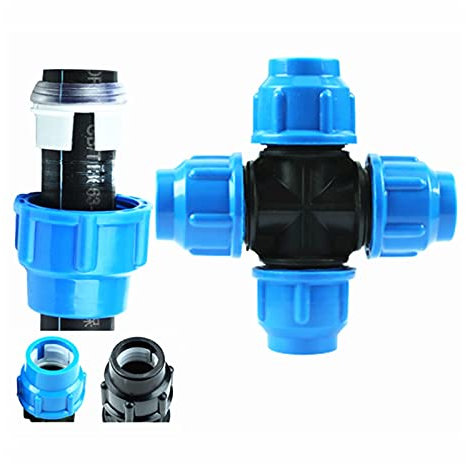 Tuyaux PE Raccords de raccords de plastique à quatre voies Union à quatre voies(schwarz,63mm)