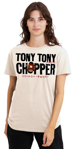 One Piece Season Two Chopper Wordmark Ladies T Shirt, Natural, Medium