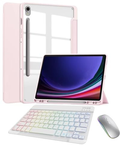 Custodia con tastiera per Samsung Galaxy Tab S8 / S7 11 pollici, attivazione/sospensione automatica, angoli di visualizzazione multipli, mouse e tastiera Bluetooth.