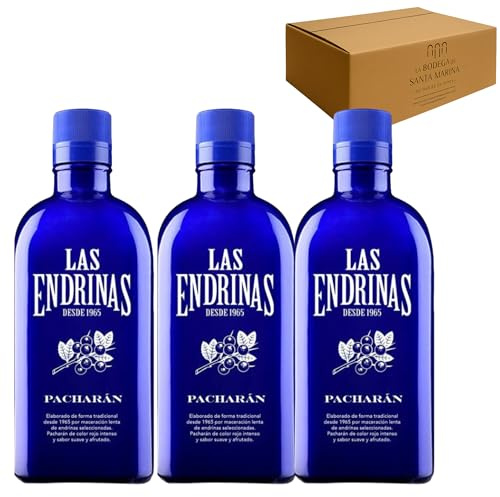 Las Endrinas - Pacharán | Licor de endrinas | 25% Vol | Formato 1 litro | Sabor afrutado y equilibrado | Ideal con hielo y naranja - 3 botellas 3 Litros