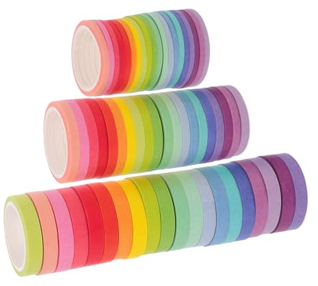 jojofuny 60 Washi Tape Colorati Nastri Adesivi Sottili per Journaling Scrapbooking e Decorazioni Te con Colori Vivaci Candy