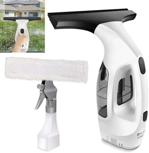 Cordless Window Vacuum Cleaner - Handheld Vacuum Cordless Rechargeable 60min Power Kit (Microfibre Cloth & Window Squeegee Vacuum) Cleaning Condensation Double Glazed Glass Window Cleaning