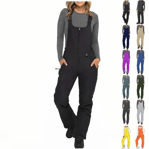PAIDAXING Pantaloni da sci impermeabili da uomo donna termici con cerniera antivento pantaloni da neve invernali caldi a vita alta bavaglini da sci snowboard salopette per escursioni all'aperto tuta
