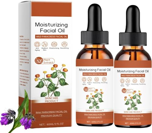 Paracress Facial Oil, Anti Aging Gesichtsöl mit Parakresse, Feuchtigkeitsspendendes ätherisches, Anti Falten Gesichtsöl für Frauen, Face Oil Damen zur Faltenreduzierung und Hydratisierung (2PC, 60ml)