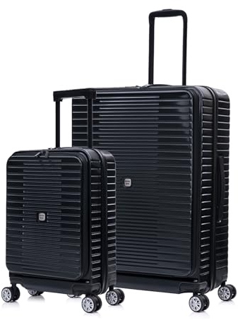 Luggage Depot 2 Pieces Luggage Set, 20 Inch Cabin Suitcase & 28 Inch Large Expandable Suitcase, TSA Lock, 360° Wheels, Cup Holder, ABS Hardshell, Maximum Versatility Bundle for Any Journey, Black