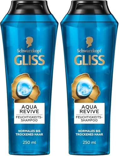 Gliss Shampoo Aqua Revive (250 ml), Haarshampoo mit Hyaluron und Meeresalgen, Feuchtigkeitsshampoo für normales bis trockenes Haar (Packung mit 2)