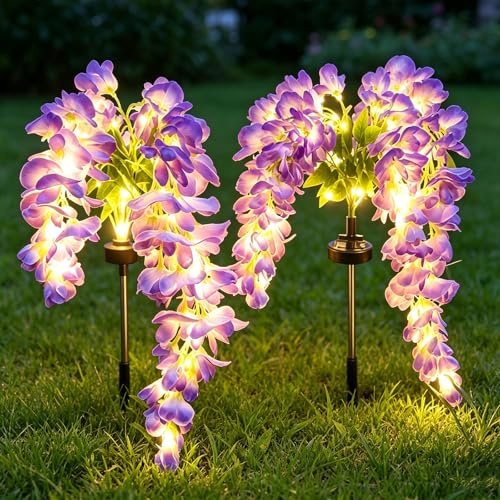 2 lampade solari per esterni giardino, lampade solari da giardino, viola, 2 modalità, impermeabile, decorazione da giardino, lampada solare da giardino, per giardino, balcone, terrazza, cortile, prato