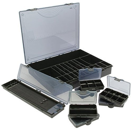 NGT Neu Karpfen Angeln 7+1 schwarz Gerät Boxen System + Köder Boxes & Stiff Rig Brett