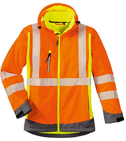 4Protect Warnschutz Softshelljacke Houston, 1 Stück, leuchtorange/-gelb/grau, 3470-XL