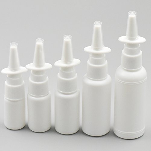 fujiyuan 5 Stück leere Nasensprayflaschen aus Kunststoff, Pumpsprüher, weiß, Aufbewahrung 10 ml