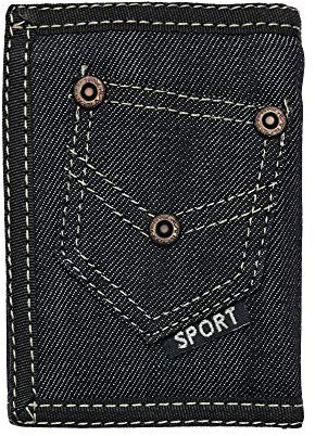 LOLUNA® Portefeuille Scratch avec Poche Jean - Porte Monnaie - Billet - Carte - Identité - Permis - en Toile résistant - Couleur - Noir