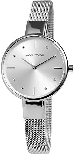 Just Watch Damen-Uhr Meshband Edelstahl Hakenverschluss Analog Quarz JW10009 (silberfarbig)