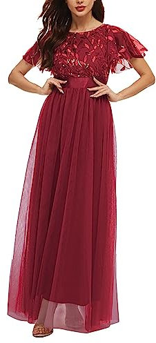 OverDose Soldes Robe Grande Taille Soirée Longue Paillete Femme Été, Chic Habillé pour Mariage Ceremonie Enceinte Femmes XL-5XL