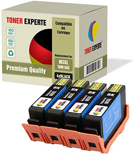TONER EXPERTE 4 XL Druckerpatronen kompatibel für 903 903XL T6M15AE Officejet Pro 6950 6960 6970 6975 (4 Schwarz)