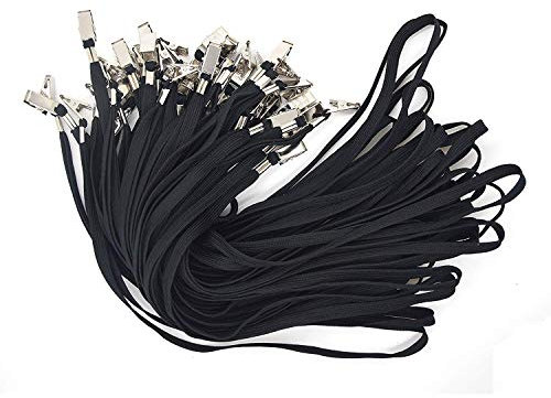 Lot de 50 cordons en coton tressé plat pour cartes d'identité, badges de ferme avec porte-badge