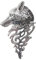 Broche pins acier argenté tête de loup.