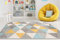 Carpeto Rugs Teppich Wohnzimmer Kurzflor Grau Modern Geometrisch Rauten Muster - Niedrigflor Teppich für Wohnzimmer Jugenzimmer Kinderzimmer/Öko-Tex Pastell Grau Gelb Türkis 180 x 260 cm