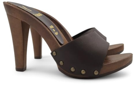 Sabot with high heel & leather band - MY31 MARRONE