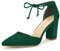 Allegra K Women Ankle Tie Chunky Heel Pointed Toe Dress Pumps Dark Green 7 UK/Label Size 9 US