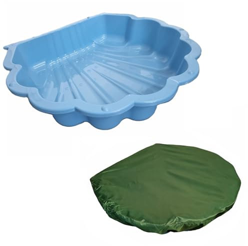Coquillage à eau, bac à sable, avec couvercle, au choix, bleu avec bâche de recouvrement