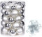 Inge-Glas Weihnachtskugeln aus Glas | Kugeldose 44tlg 4, 5, 6 cm mit 50 Aufhänger-Haken | Christbaumkugeln (Frosty Silver | Silber weiß)