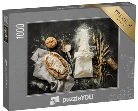 puzzleYOU: Puzzle 1000 Teile „Rustikales Brot und Mehl“ – aus der Puzzle-Kollektion Küche, Essen und Trinken