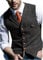 HSLS Herren Retro Frack Weste Plaid Wollweste Lässiger Tweed Fischgrätenmuster für Smoking(M, schwarz)