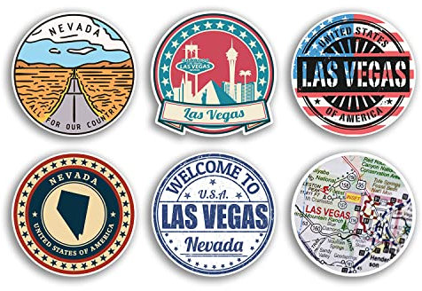 Nevada-Vinyl-Aufkleber, Las Vegas, US-Staat, Amerika, Reisekarte, Flagge, Urlaubsgepäck, 6 Stück