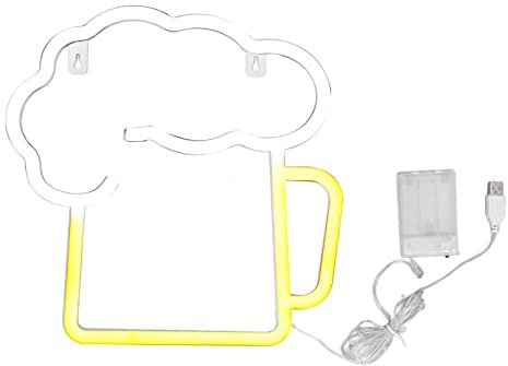 Beer Neon Sign LED Neon Light USB Powered Neon Sign Yellow White Neon Wall Decor Light IP45 Waterproof For Wall Decorati