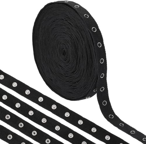 15 Yard Nähen Snap Tape Trim, Snap Button Tape Soft Cloth Sewing Snap, Sewing Snap Ribbon Fastener Druckknopf Tape zum Nähen DIY Zubehör (15 Yard Schwarz) (Schwarz)